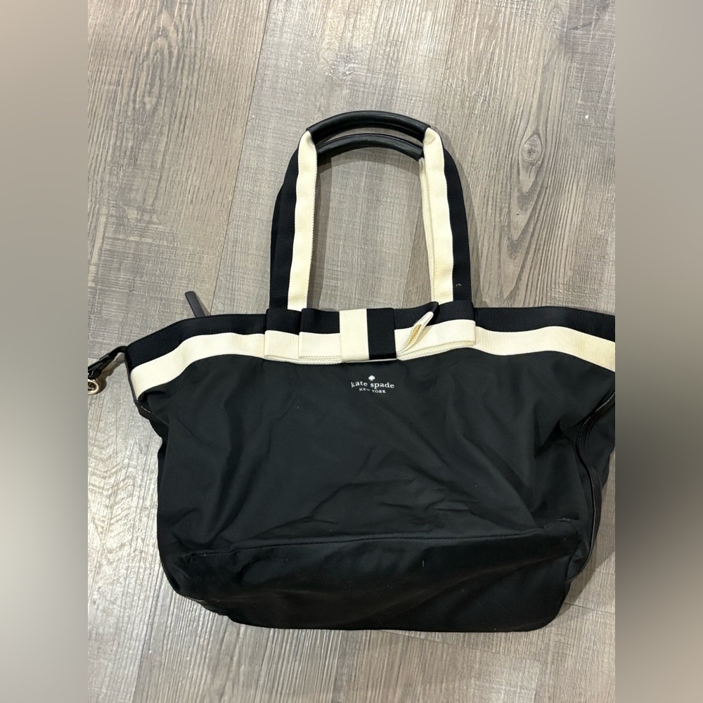 Kate Spade Black and Cream Diaper Bag & Changing Pad
